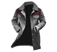 Générique Blousons Homme Daim - Vêtements Col À Revers Bouton Chaude Trench Coat Hiver Multipoches Cardigan À Manches Longues Pour Homme Zippées Veste Chic Et Elegant Slim Fit