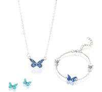 Générique Blue Luminous Butterfly Necklace Dainty Cute Butterfly Choker Necklace Bracelet Glow in The Dark Pendant, legant Jewelry Gift for Women (D)