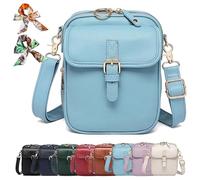 Générique Bluehaodget Crossbody Leather Bag, Leather Purses for Women Crossbody Bag, 2025 Vintage Small Messenger Bag with Card Slots (Blue)