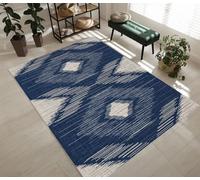Générique Blues Tapis 80x150cm Style Ethnique Antidérapant Poils Bas Moquettes Sol Décoration Durable Doux Machine Lavable Grand Tapis pour Chambre Salon Balcon Couloir 4y44