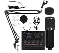 Générique BM800 Microphone à Condensateur - Kit avec Bras | Ensemble pour Podcast | Équipement de Studio Complet incluant Carte Son V8, Support Réglable, Suspension Antichoc & Filtre Anti-Póp pour PC