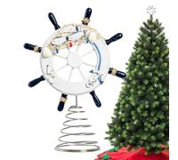 Générique Boat Ship Steering Wheel 11in - Ship Decor with Fishing Net - Aesthetic Decorative Accessories for Bathroom Nursery Bedroom Living XOffice Patio Outdoor Apartment Classroom