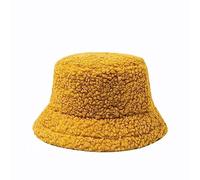 Générique Bob Enfant Fille Femmes Hiver Seau Chapeau Cloche Chapeaux Chaud Fausse Laine extérieur pêcheur Casquette Ski Adulte sous Casque (Yellow, One Size)
