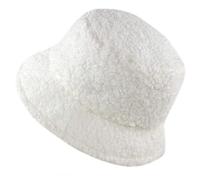 Générique Bob Enfant Fille Femmes Hiver Seau Chapeau Cloche Chapeaux Chaud Fausse Laine extérieur pêcheur Casquette Ski Adulte sous Casque (White, One Size)