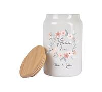 Générique Bocal 500 ml “Mamie d’amour” personnalisable avec prénoms - Pot à biscuits/bonbons avec couvercle bois - Idée cadeau Mamie - Noël Mamie anniversaire Mamie