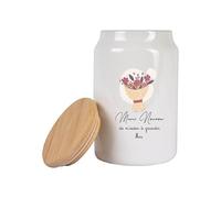 Générique Bocal 500 ml “Merci Nounou” personnalisable avec prénom - Pot à biscuits/cuisine avec couvercle bois - Cadeau nounou