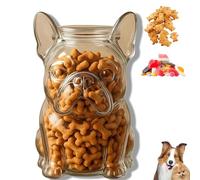 Générique Bocal à bonbons French Bulldog, adorable récipient en verre en forme de chien, bocal en verre avec couvercle pour friandises pour chiens, cadeau pour les amoureux des animaux (C)