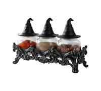 Générique Bocal à couvercle chapeau de sorcière,Verre Vintage Gothique Décoratif - Récipients pour épices, sel, poivre et assaisonnements,Pour la maison, l'appartement, déco de