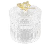Générique Bocal en Verre à Surface Embossée Boîte de Rangement pour Bijoux et Biscuits avec Couvercle Décoration de Bureau Simple et Élégante