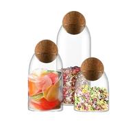 Générique Bocal en Verre avec Couvercle - Contenant Transparent pour Fruits Secs,3 Pièces Récipient Transparent avec Couvercle pour Sel, Sucre, Thé, Confiseries, Épices, Céréales