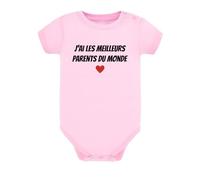 Générique Body bébé, Cadeau naissance garçon, Cadeau naissance fille, Body Humour nouveau né, Annonce grossesse, idée cadeau de naissance, j'ai les meilleurs parents du monde (3 mois, Rose)