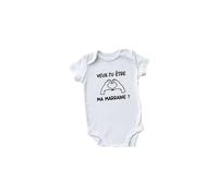 Générique Body Bébé 'Veux-tu être ma Marraine?', Blanc, Message en Français avec Motif Cœur (blanc, 0-3 mois)