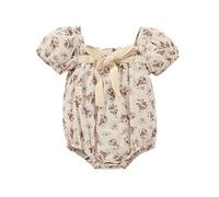 Générique Body Coton Floral, Barboteuse Manches Courtes Bébé Fille, Nœud Automne, Grenouillère avec Imprimé Rose pour Les Journées Fraîches en Ville