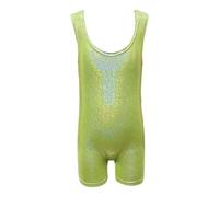 Générique Body débardeur pailleté Fille avec Short intégré sans Manches pour Danse Gymnastique Spectacles Coupe Extensible Confortable (Green, 100)