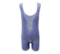 Générique Body débardeur pailleté Fille avec Short intégré sans Manches pour Danse Gymnastique Spectacles Coupe Extensible Confortable (Sky Blue, 110)