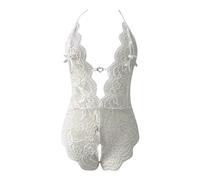 Générique Body En Dentelle Pour Femme Sexy Ouvert En Dentelle V Collier Teddy Combinaison Dos Nu Extensible Grande Taille Sexy Teddy Babydoll Cadeau Nuisette Sous-Vêtements