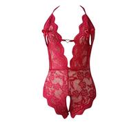 Générique Body En Dentelle Pour Femme Sexy Ouvert En Dentelle V Collier Teddy Combinaison Dos Nu Extensible Grande Taille Sexy Teddy Babydoll Cadeau Nuisette Sous-Vêtements