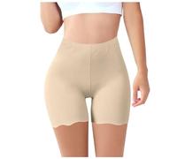 Générique Body Gainant Culotte Taille Haute Short Femme Ventre Plat Patch Amincissant Gainante Grossesse Panty Culottes Et Slips Anti Frottement Cuisse Coton Shorty Shapewear Menstruelle Beige,L