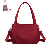 Générique Body Light and Versatile Casual Bag, Nylon Waterproof Shoulder Crossbody Bag, Multiple Pockets, Large Capacity, Daily Casual (Red)