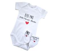 Générique Body Personnalisable pour bébé - thème PMA (Petit Miracle attendu, 0/3 Mois, Body + Chaussettes)