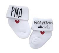 Générique Body Personnalisable pour bébé - thème PMA (Petit Miracle attendu, 2/4 Ans, Chaussette)