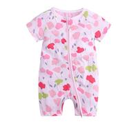 Générique Body Ramper Bébé, Grenouillère Imprimé Double Zip Manches Courtes Été, Combinaison en Coton pour Les Explorations À Quatre Pattes