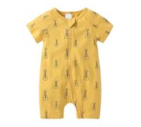 Générique Body Ramper Bébé, Grenouillère Imprimé Double Zip Manches Courtes Été, Combinaison en Coton pour Les Explorations À Quatre Pattes