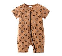 Générique Body Ramper Bébé, Grenouillère Imprimé Double Zip Manches Courtes Été, Combinaison en Coton pour Les Explorations À Quatre Pattes