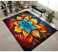 Générique Boh Tapis Couloir Interieur 60x110cm Fleurs Méditation Lavable Antidérapant, Poils Ras Doux Tapis Décoration Moderne pour Chambre Salon Coucher,Cuisine, Salle à Manger 1H2186