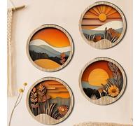 Générique Bohemian Wall Art - Wooden Geometric Frame for Apartment | Rustic Ornament with 7.87 Inch Design, Aesthetic Decor Accessory, Balcony Windowsill Hallway Porch Gallery Entryway Fireplace