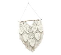 Générique Bohemian Woven Tapestry | Cotton, 50x66cm, Milky White | Handcrafted Wall Hanging with & Leaf Design | Modern Home Decor