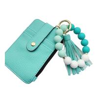 Générique Boho Beaded Wallet Keychain, Women's Wristlet Wallets Tassel Keychain, Credit Card Holder Purse (Mint Green)