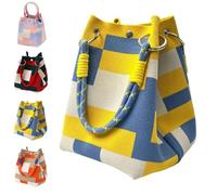 Générique Boho Crochet Bucket Bag for Women, Handmade Woven Summer Beach Shoulder Bag - for Shopping, Travel, Daily Use (#C)