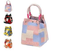 Générique Boho Crochet Bucket Bag for Women, Handmade Woven Summer Beach Shoulder Bag - for Shopping, Travel, Daily Use (#A)