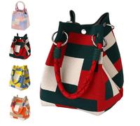 Générique Boho Crochet Bucket Bag for Women, Handmade Woven Summer Beach Shoulder Bag - for Shopping, Travel, Daily Use (#D)