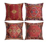 Générique Boho Ethnic Pillow Covers - Linen 17.7 inches, Decorative Throw Cushion Covers | Vintage Floral Pillowcases, Bohemian Sofa Cover for Living Room Bedroom Hotel Office Apartment Home Decor