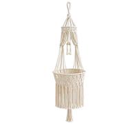 Générique Boho Hanging Cat Bed - Hammock, Hand Woven Cotton Perch for Cats | Size 130x40cm | Hand Woven Cotton Hammock | Tassel Trim Removable Cushion, Elevated Window Swing for Living Room