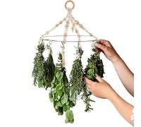 Générique Boho Herb Drying Rack | Secured Herb Dryer Hooks with Wooden Hanging Ring, Convenient to Use Boho Handcrafted Macrame Good Choice Mobile Hanging Drying Rack for Vanilla Herbaceous Plant
