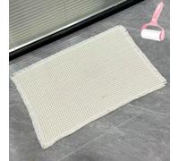 Générique Boho Woven Modern Bath Mat Non Slip, Strong Absorbent Bathroom Mat with Tassels, Solid Color Small Plaid Shower Mats for Kitchen Laundry Farmhouse Decorate