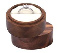 Générique Boîte À Anneaux Ronde En Bois - Étui En Noyer Noir 1,97 Pouces | Boîte À Bijoux Couvercle Rotatif Pour Demande Mariage Surprise - Rangement Sûr Pour Bagues, Bracelets, Colliers La Maison