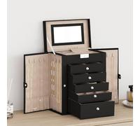 Générique Boîte à Bijoux 6 Niveaux avec Miroir verrouillable Noir,Présentoirs à Bijoux,3.65KG-4103565