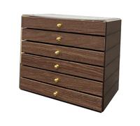 Générique Boîte à Bijoux, Organisateur de Bijoux à Plusieurs Compartiments, Tiroir Transparent, Structure en Bois, Doublure en Velours pour Boucles D'oreill, 6 Couches