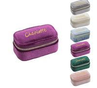 Générique Boîte à Bijoux Personnalisable - Coffret Organisateur Velours à Cases Multiples pour Voyage - Idée Cadeau pour Femme pour Ranger Collier, Bague, Bracelet (Chaud rose)