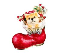 Générique Boîte à Bijoux Petit Coffret Organisateur Souvenir Figurine Support à Boucles D'Oreilles Métal Émail Fait Main Convient pour Décoration de Table Range, Chien