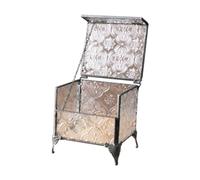 Générique Boîte à Bijoux Rectangulaire Vintage en Verre avec Couvercle à Charnière, Vitrine de Collection