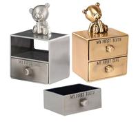 Générique Boîte à Dent de Lait en Métal 2pcs pour Bébé, Robuste et Organiseur de Bijoux, Souvenir pour Conserver Premières Dents et Boucles