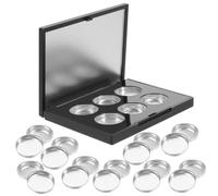 Générique Boîte à Fards à Paupières Vide Carrée Noire Mate avec Miroir Intégré 6 Compartiments Ronds en Aluminium Coffret Cosmétique Rechargeable 37 Pcs pour Voyage et Échantillons