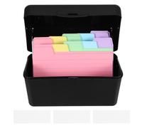 Générique Boîte à Fiches Noire Robuste avec 100 Cartes Index Multicolores 3 Pouces, Onglets Adhésifs et Étiquettes Blanches pour Organisation Bureau, École et Rangement