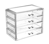 Générique Boîte à Maquillage Acrylique Transparente 4 Tiroirs, Grand Format, Rangement Cosmétique Bureau, Trousse Multi-niveaux pour Bijoux et Accessoires de Beauté, Organisation Maison