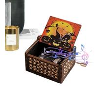 Générique Boîte à Musique d’Halloween,Cadeau de boîte à Musique à manivelle gravée - Boîte à gravée Classique Claire pour Halloween, Cadeau pour noël, Anniversaire